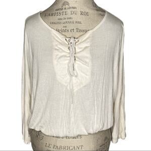 Ella moss White Slit Sleeve Cold Shoulder Peasant Top Blouse Women’s Size XS